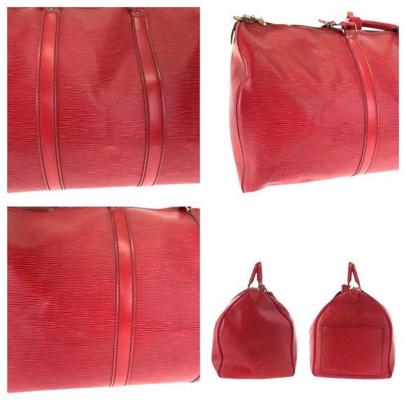 LOUIS VUITTON Epi Keepall 55 Red Gold Hardware Leather M42957 Travel Boston Bag - Picture 7 of 10